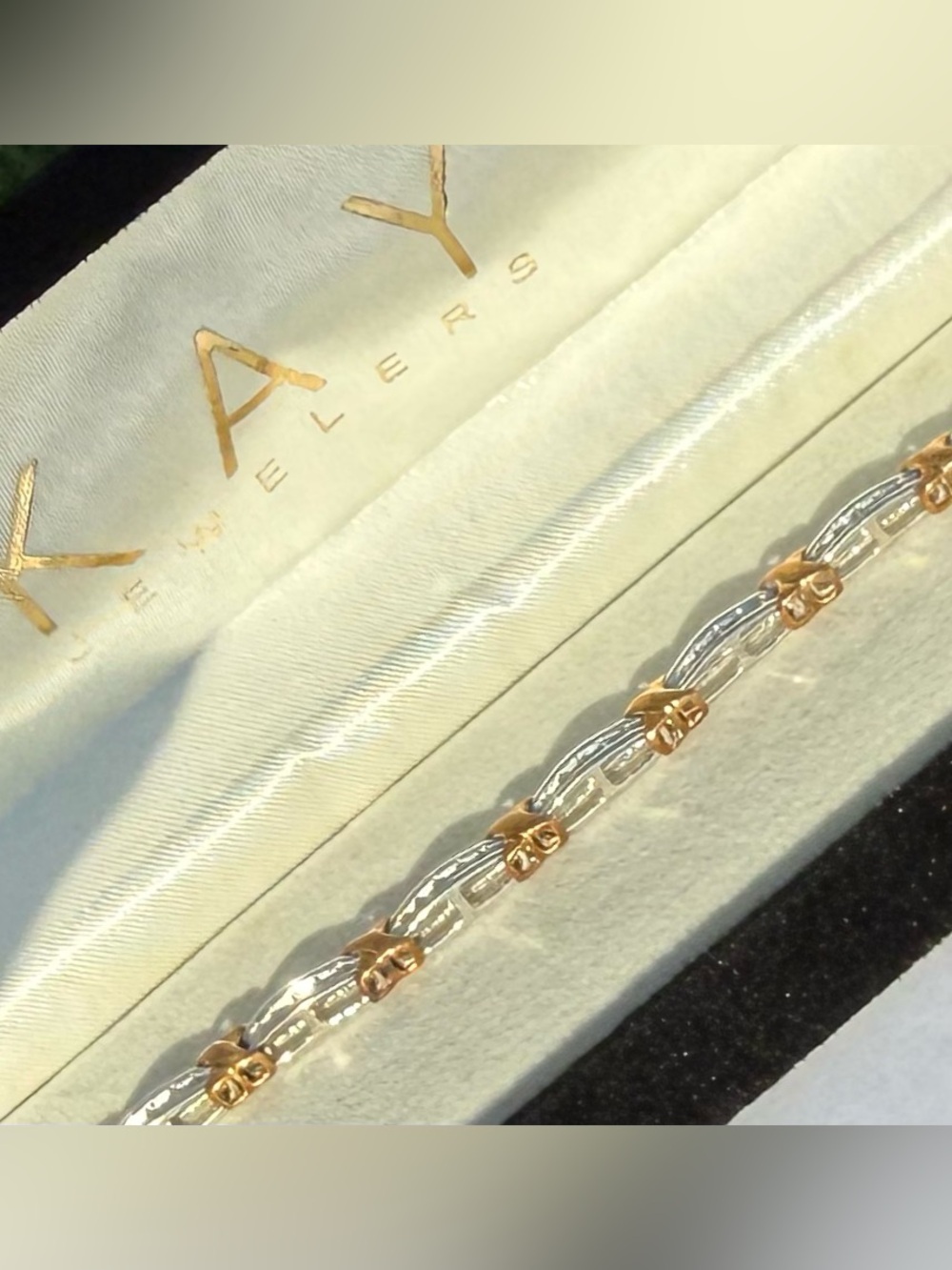 10k Two-Tone Gold Diamond Link Bracelet